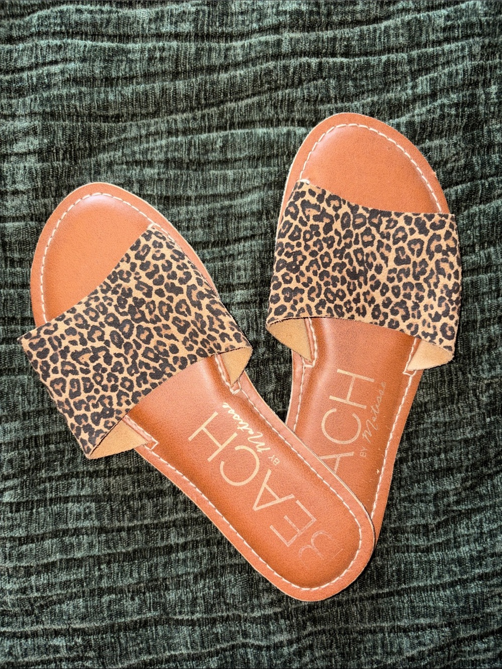 Beach by Madden Leopard-Print Slide Sandals in Tan